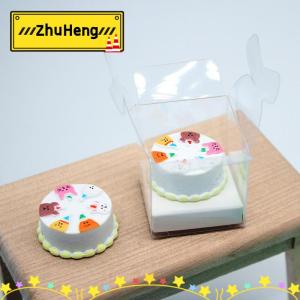 zhuheng 1 12 Dollhouse phim hoạt hình bánh với hộp rõ ràng mô hình Dollhouse mini mô phỏng món tráng miệng trang trí búp bê Nhà Phụ kiện thực phẩm