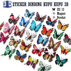 Atdiva 3D Butterfly Wall Sticker Stiker Hiasan Dinding Kulkas Kupu Kupu