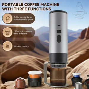 3-in-1 Portable Espresso Coffee Maker 72W USB Rechargeable 90ml for Car Camping Travel