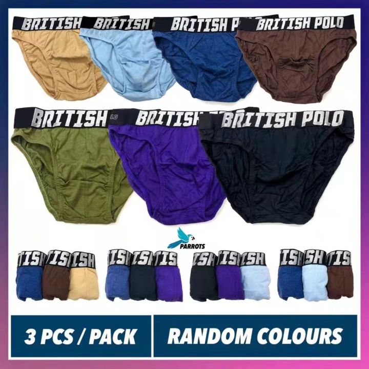BRITISH POLO BRIEF 3pcs/pack Underwear Men 100% Soft Cotton Seluar Dalam  Lelaki Men Underwear Polo BT20604