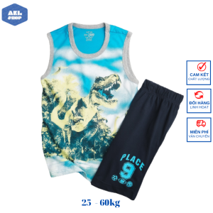 Bộ ba lỗ bé trai size đại 25kg đến 60kg PLA.CE đồ bộ sát nách xuất dư cho bé 4 đến 14 tuổi chất liệu cotton