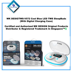WK DESIGN TWS-V572 Cool Blue LED TWS SleepBuds (With Digital Charging Case)