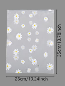 Daisy Printed Transparent Storage Bag Waterproof Travel Bag Clothes Underwear Sub-packing Zip-lock Pouch Bag