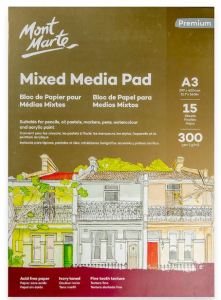 Mont Marte Mixed Media Pad 300gsm A3 /A4 -15 Sheets