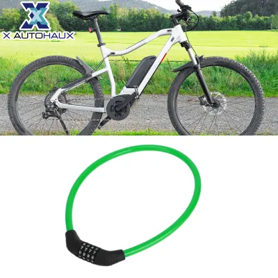 X AUTOHAUX Bicycle Lock / Security Cable Lock for Mountain Bike Road Bike / Resettable 4 Digit Combination Chain Bike Lock Steel Copper 64cm / 1 Pc Green