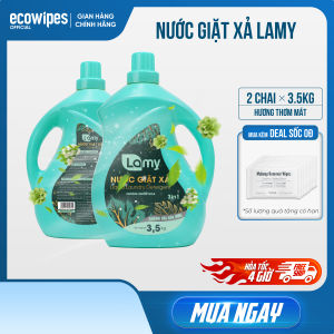 Combo 02 Can Nước Giặt Xả Lamy 35kg Hương Hoa Thơm Mát Giặt Sạch Thơm Lâu Mềm Vải 3in1