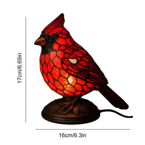 Cardinal Lamp Table Lamps Home Decor Modern Red Bedroom Led With Usb Usb Decorative Light Gift Night Creative Design Birds Shape Resin Decorate For Table Living Room Nordic