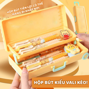 Hộp Bút Chống Nước 2 Tầng Vali Kéo - Hộp Bút Học Sinh Kuromi Cinnamoroll Cho Bé Yêu Thích Học Tập