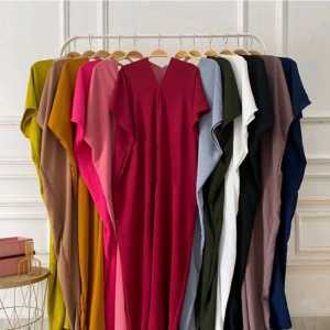 LONG DRESS NAGITA V NECK JUMBO CRINKLE AIRFLOW