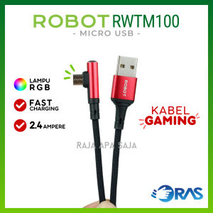 Kabel Data Charger Robot Micro USB 2.4A 2A 12W Gaming RGB Bengkok Casan Fast Charging RWTM100