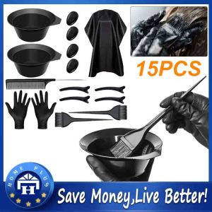 【Local delivery】 15pcs Home Hair Coloring Tint Cream Bowl Brush Comb Earcap Clips Dyeing Cape Kits Professional Hair Dye Coloring Kit Hair Tinting Bowl Dye Brush Ear Cover Gloves for Hair Coloring Bleaching Hair Dryers DIY Salon DIY-Hair-Coloring-Kit