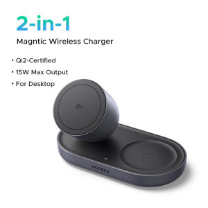 UGREEN 15W/25W 2-in-1 Magnetic Wireless Charger Stand with Qi2 for iPhone 17 Pro Max iPhone 17 Pro iPhone 17 Air iPhone 17 Samsung S25 S24 Ultra  Airpods Galaxy Buds