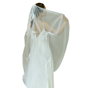 Lightweight Sheer Bridal Cover With Ornamental Ribbon Wedding Head Piece Breathable Sheer Fabric Perfect For Outdoor Event