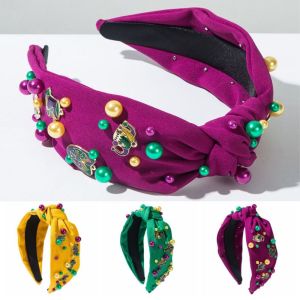 BHHH สร้างสรรค์และสร้างสรรค์ ที่คาดผมเพชรพลอยเทียม ฝังลูกปัด เย็บด้วยมือ ที่คาดผมลูกปัดคริสตัล ปรับแต่งได้เอง ดีไอวาย ที่คาดผมมาร์ดิกราส์ อุปกรณ์เสริมผม