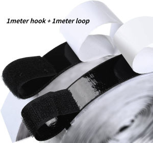 1Meter Hook+1Meter Loop Strong Self-adhesive Fastener Tape Hook and Loop Black White Nylon Sticker Tape adhesive with Strong Glue  16-110MM