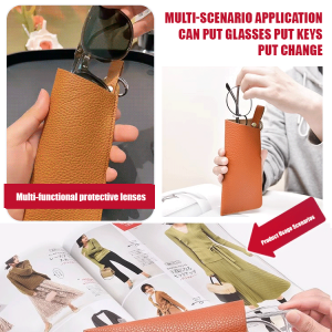 Convenient keychain Leather glasses storage case Sunglasses storage bag Leather storage bag Convenient key ring Glasses hanging bag