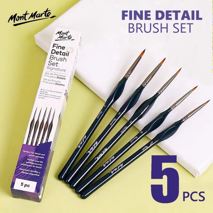 Mont Marte 5-pc. FINE DETAIL Brush SET- perfect for detail and small ...