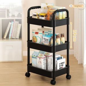 Trolley Storage Racks Toys Organizer Easy To Assemble with Wheels Trolley Cart Shelf Rak Tingkat Office Shelves 手推车