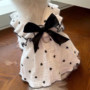【SG】Pet Bow Dress Dog All Cotton Cloth Dress Fashion Cat Bow Dress Pet Skirt