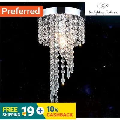 001 🔥Hot Sale🔥 Kristal Lampu Siling Rumah Crystal Chandelier Pendant Ceiling Lights LED (Gold)