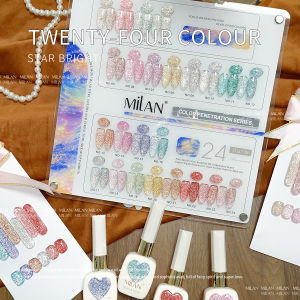 🎄Paskong Glow 🎅✨ 15ml 24 color Nail Art Crystal Diamond Powder Fresh pure color Gel Nail Polish Set(With Swatches)