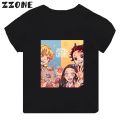 Anime Demon Slayer Print Kids T-shirt Blade of Ghost Dance Cartoon Tops for Girls and Boys. 