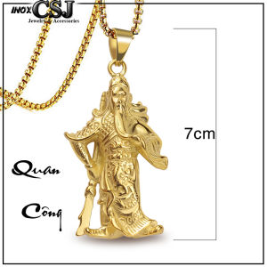 Mặt dây chuyền inox Quan Công mạ vàng uy nghi oai vệ siêu đẹp bền màu - Thể hiện đẳng cấp phái mạnh