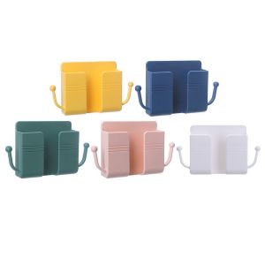 WG Wall Adhesive Mobile Remote Phone Holder with Hooks Phone Plug Storage Rack Wall Stand