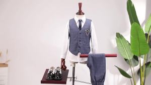 lonkids 3-12 Years Childrens Clothing Set 5 Pieces Long Sleeve Shirt + Vest + Pants + Bow Tie + Brooch for Kids Formal Clothing Set Gentleman Party Dress