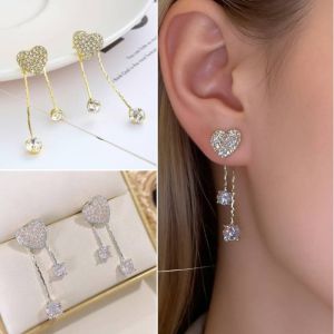 Love Rhinestone Long Tassel Temperament Drop Earrings Peal Earrings Butterfly Earrings