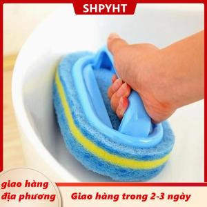 [COD] SHPYHT Giao hàng địa phương Dày Làm sạch bàn chải với xử lý nhà bếp miếng bọt biển lau phòng tắm gạch bồn tắm làm sạch miếng bọt biển nhà loại bỏ vết bẩn công cụ làm sạch