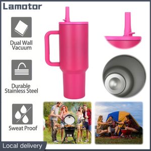 [Vktech] Travel Friendly 40oz Stainless Steel Insulated Mug with Handle and Straw for Outdoors