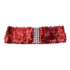 [fenggongshuode] Bling Womens Sequins Elastic Stretch Wide Waist Belt Waistband Casual
