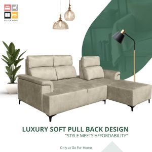GOFORHOME SOFA BERBENTUK L PULL-BACK SOFA L-SHAPE SOFA VELVET SOFA MODERN SOFA CONDOMINIUM SOFA RUANG TAMU LIVING ROOM APARTMENT