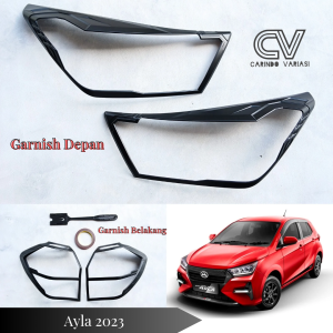 Paket Cover Garnish Lampu Depan Belakang Mobil Daihatsu Ayla 2023 Hitam