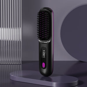 Portable Straightening Curling Comb Cordless Negative Ion Hair Straightener Brush Electric Wireless Curling Iron Fast Heating