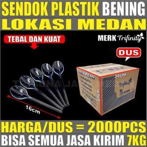 Sendok Makan Plastik Trifinity Panjang Kuat Tebal Murah Bening / Hitam / Putih Dus Plastik Panjang Kuat Murah Medan