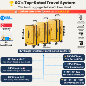 【SG Stock &Free Gifts】20/24/28 Inch Expandable Front Open Cabin Luggage Bag TSA Lock Large Capacity Travel Suitcase Lightweight Durable 360° 8-Wheel Trolley Carry-On New Style Sturdy and Spacious Luggage for Business Trips Family Travel Home Storage 行李箱