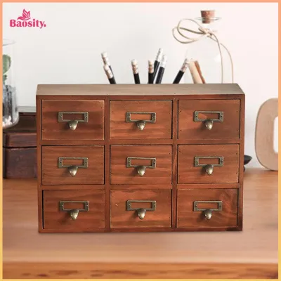 Desktop Storage Cabinet Makeup Shelf with 9 Drawers Portable Multilevel Apothecary Cabinet for Craft Decor Bedroom Furniture