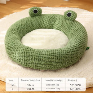 Frog Shape Pet Bed Cartoon Soft Warm Plush Cushion Nest Winter Portable Washable Tempat Tidur