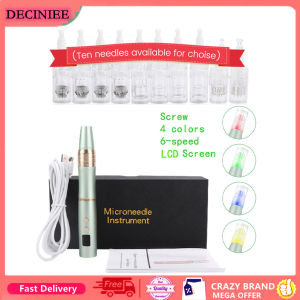 Electric Microneedling Pen Wireless Derma Pen LCD Screen 6-speed Derma Rolling Remove Scars Skin Rejuvenation Beauty Instrument