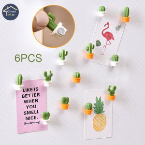 6pcs/Set 3D Fridge Magnets Cute Mini Succulent Plant Vase set Magnet Button Cactus Refrigerator Message Sticker Magn