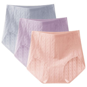 3PCS High Waisted Underwear Womens Cotton Knickers Stretch Panties Female Lingerie Ladies Briefs M-XXL