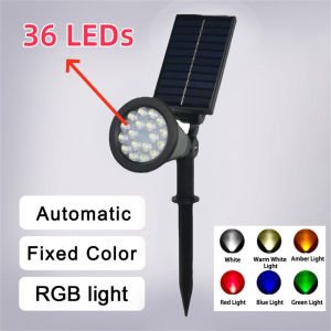 18/36 Color LED Solar Spotlight Garden Outdoor Light Waterproof lawn Light Landscape light White Light Warm Color Light and RGB Light