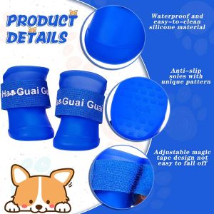 4pcs Pet Dog Shoes Waterproof Rain Pet Shoes Candy Color Puppy Shoes for Dog Puppy Rubber Boots