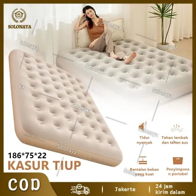 Kasur Angin tempat tidur camping yang menggembung sendiri perlengkapan tenda Matras Kasur Double Air Bed(Termasuk pompa udara otomatis)-186*75*22cm Automatic Inflation Outdoor Portable