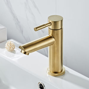 SXH304 Stainless steel basin faucet Brushed gold bathroom washbasin with simple and luxurious hot and cold water faucet