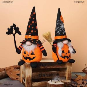 [COD] xiangshun Halloween Gnome DecorationsHandmade Pumpkin Bat Ornaments Swedish Tomte Nordic Plush Elf Doll Nisse Adorable Gnome
