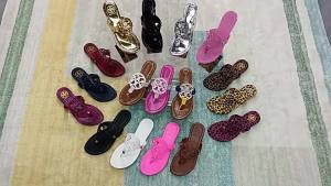 TB Dép xỏ ngón da lớn cho phụ nữ họa tiết báo biển 2024 Dép xỏ ngón slippers