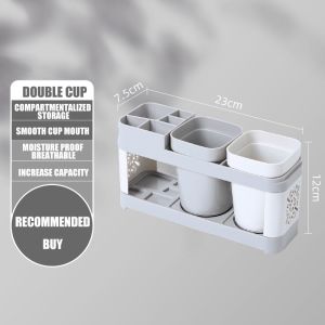 Bathroom Toothbrush Holder Multifunctional Mouthwash Cup Set With Base Home Bathroom Storage Organizer
